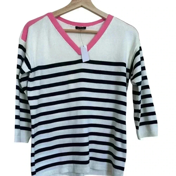 Talbots Striped Sweater with 3/4 length Sleeves NWT Size SP - Picture 4 of 14